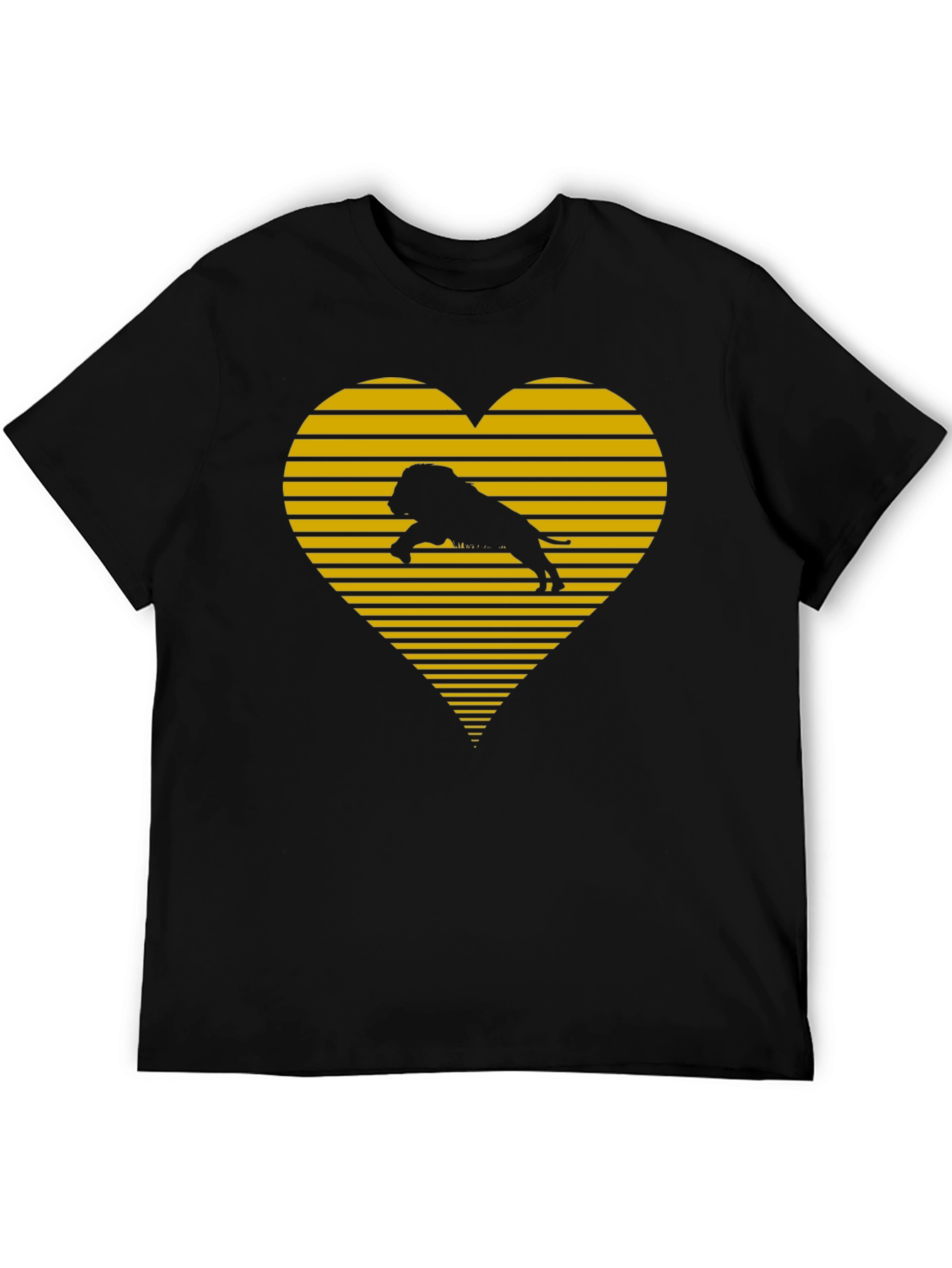Lion Heart Striped Graphic Tee - Black