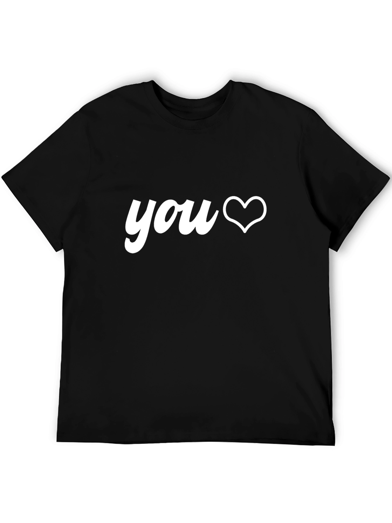 You Heart Graphic Black Crew Neck T-Shirt