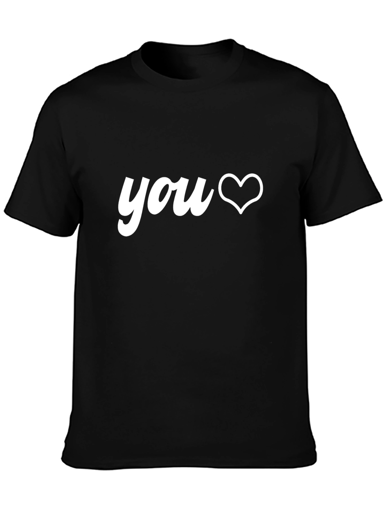 You Heart Graphic Black Crew Neck T-Shirt