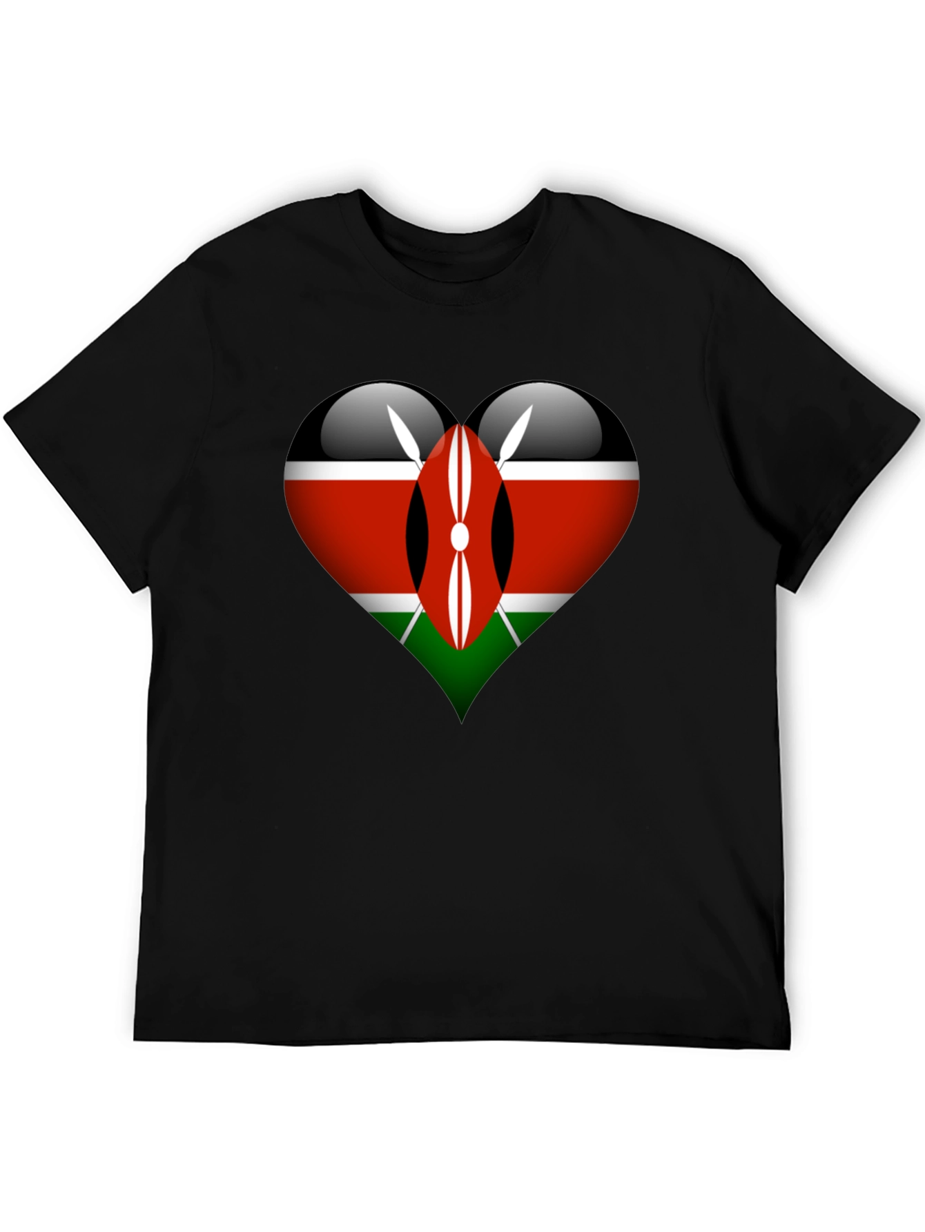Kenya Flag Heart Graphic T-Shirt