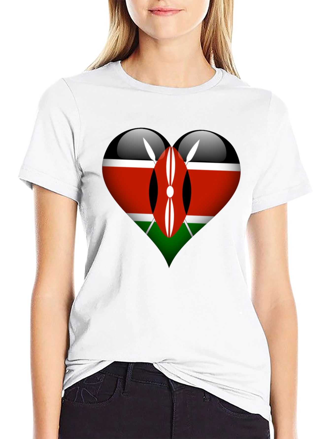 Kenya Flag Heart Graphic T-Shirt