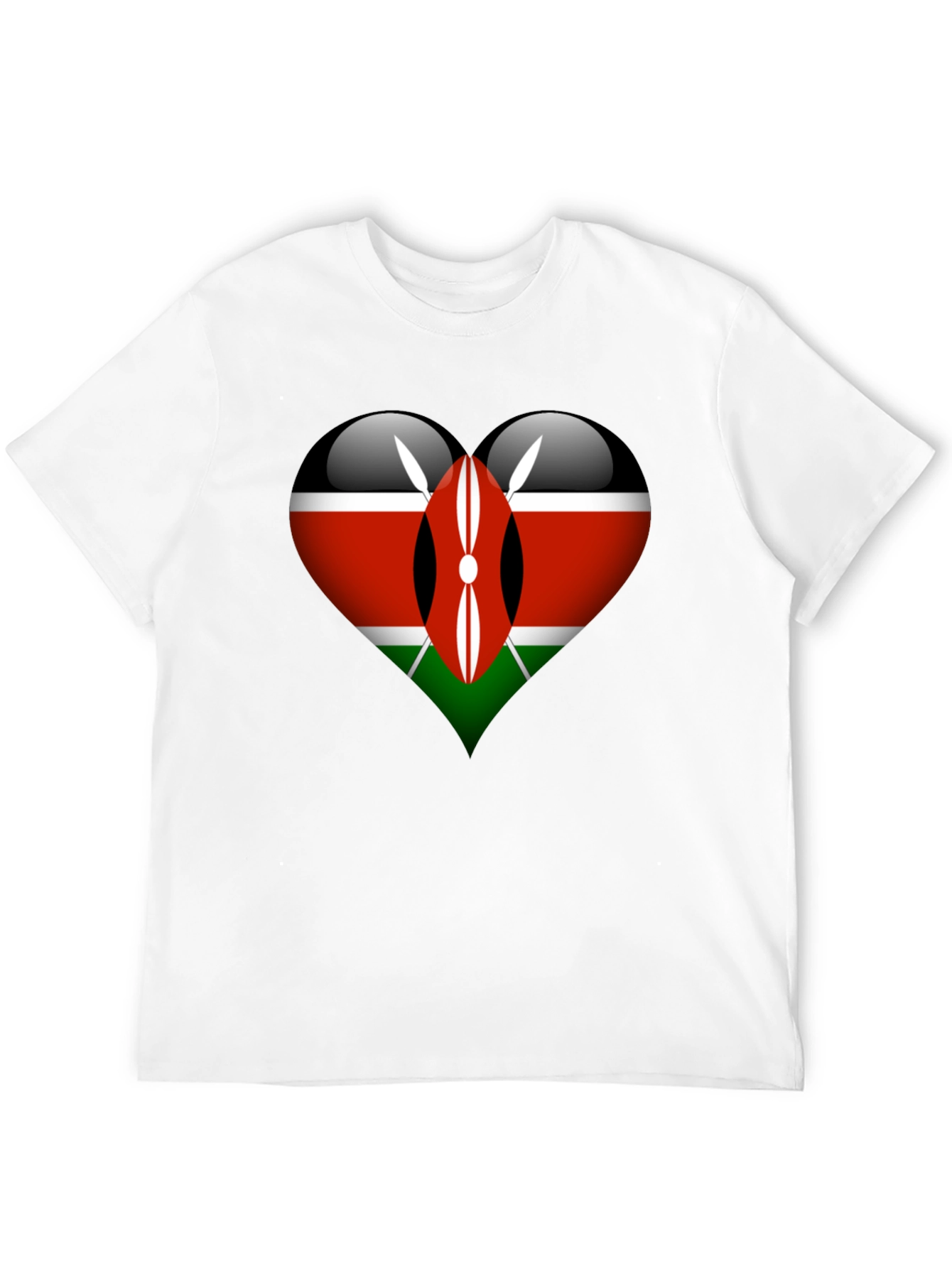 Kenya Flag Heart Graphic T-Shirt