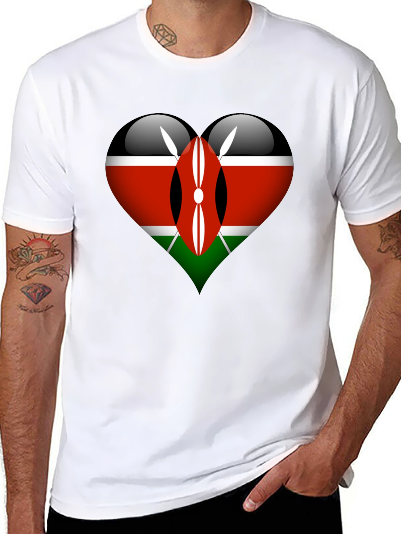 Kenya Flag Heart Graphic T-Shirt