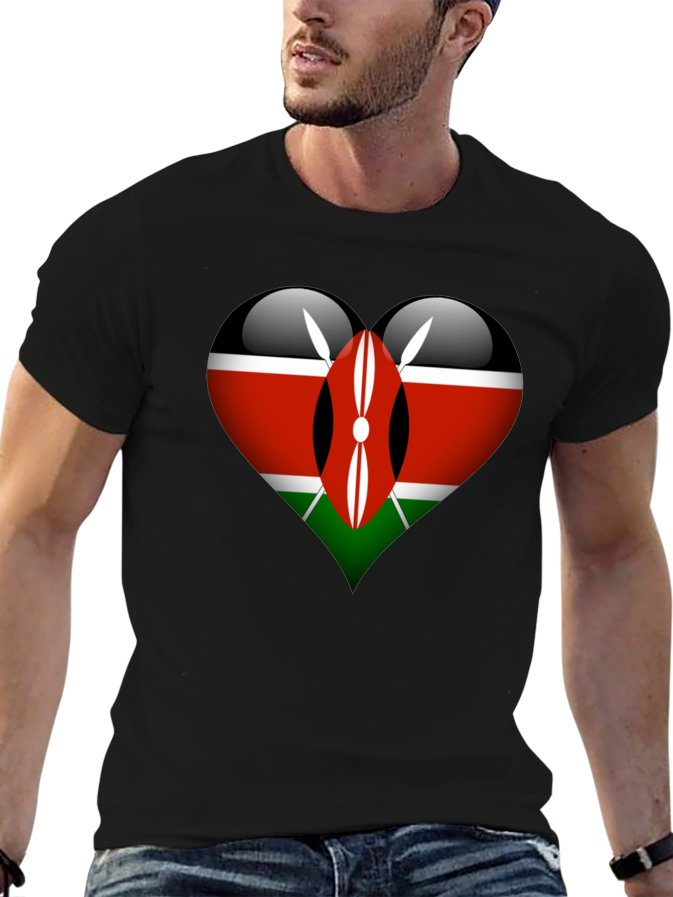 Kenya Flag Heart Graphic T-Shirt
