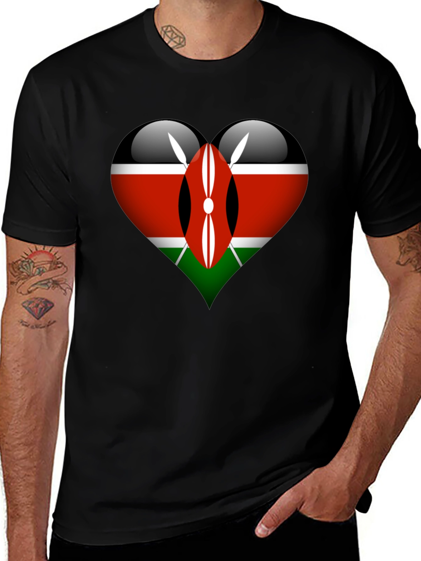 Kenya Flag Heart Graphic T-Shirt