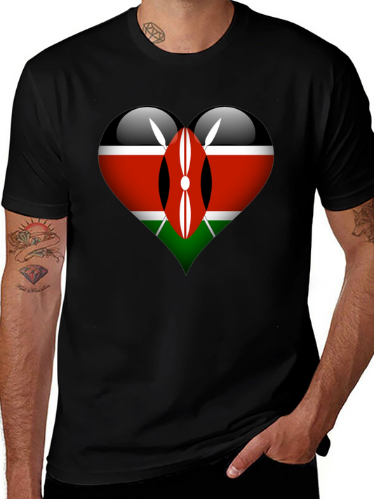 Kenya Flag Heart Graphic T-Shirt
