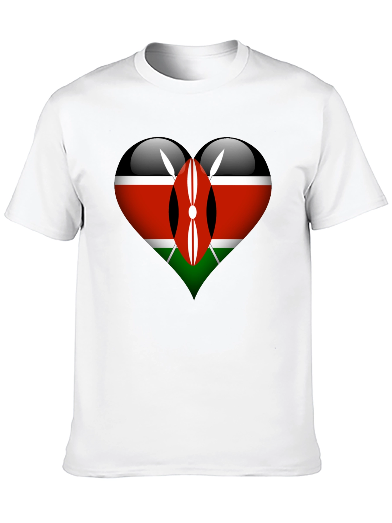 Kenya Flag Heart Graphic T-Shirt
