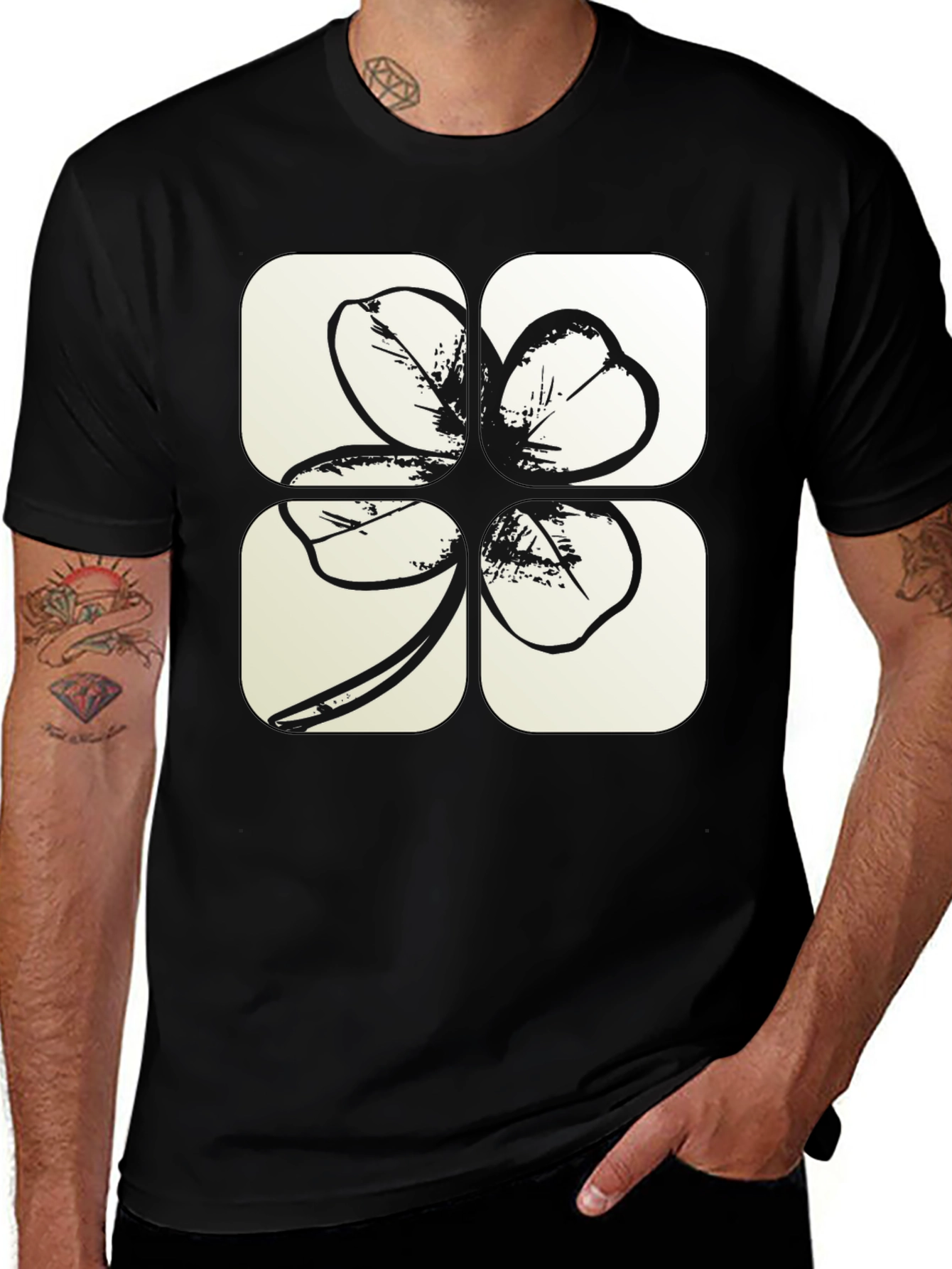 Lucky Clover T-Shirt - Black Tee