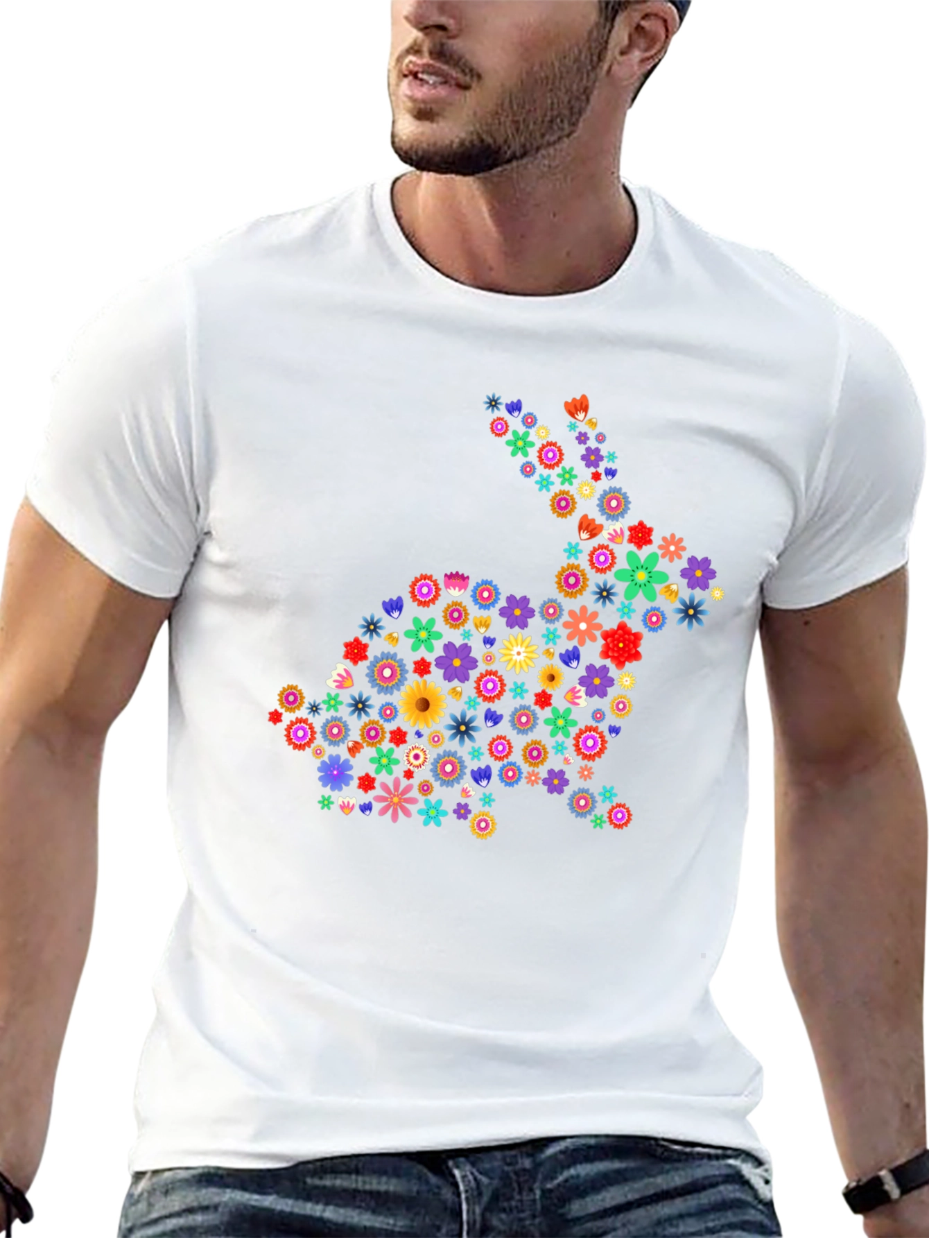 Floral Bunny Graphic Tee - Easter Spring