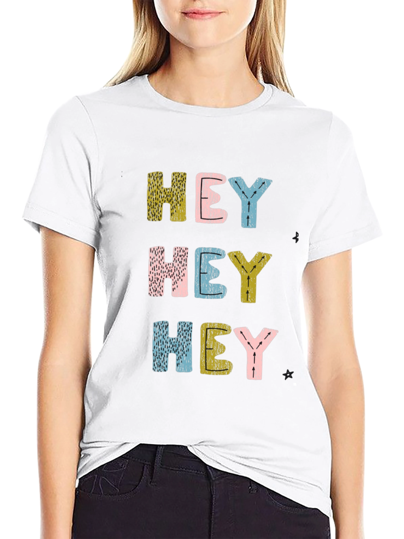 Hey Graphic Tee - Fun & Playful Black T-Shirt