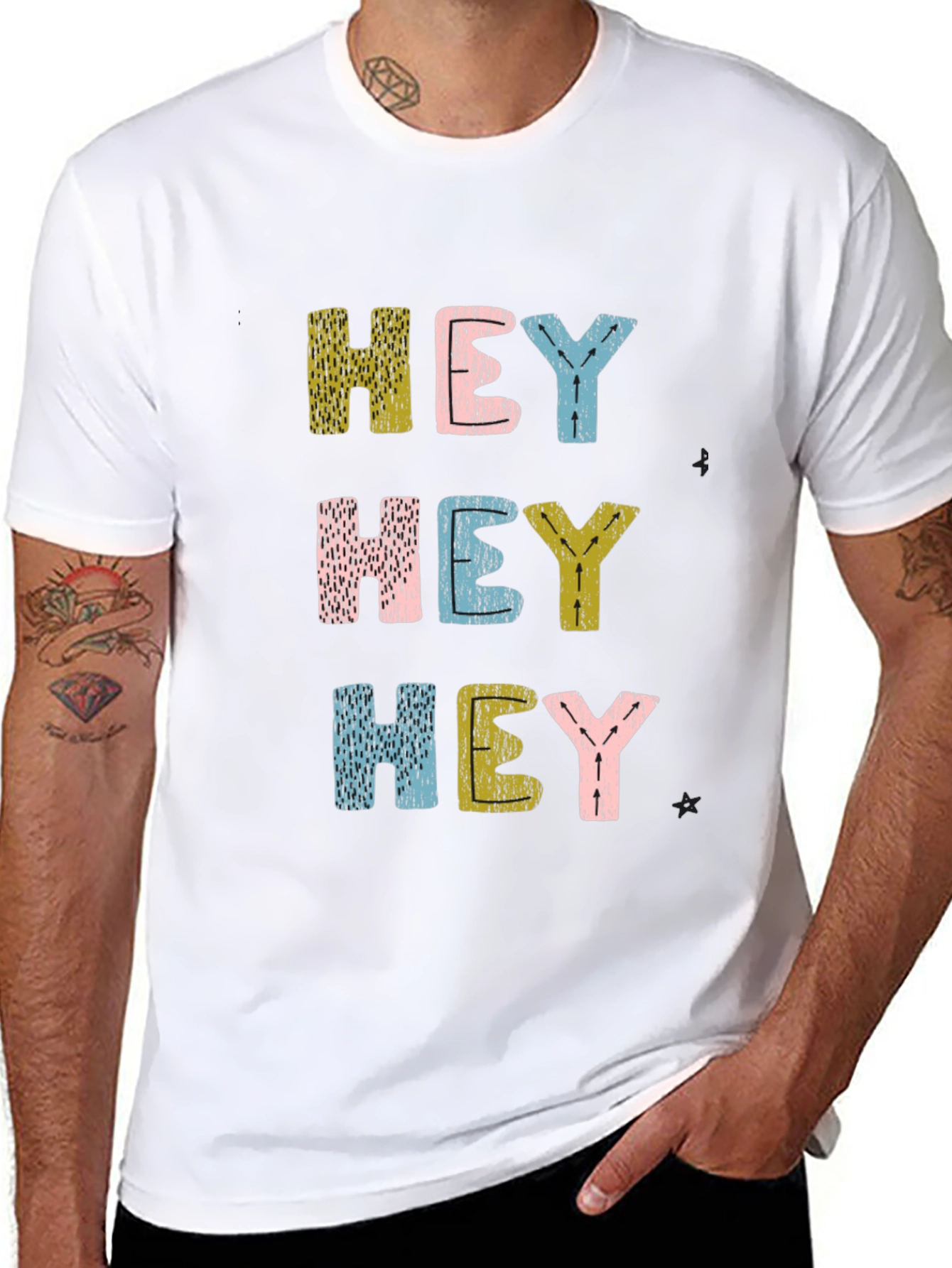 Hey Graphic Tee - Fun & Playful Black T-Shirt