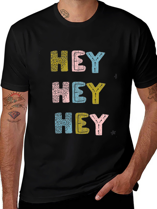 Hey Graphic Tee - Fun & Playful Black T-Shirt