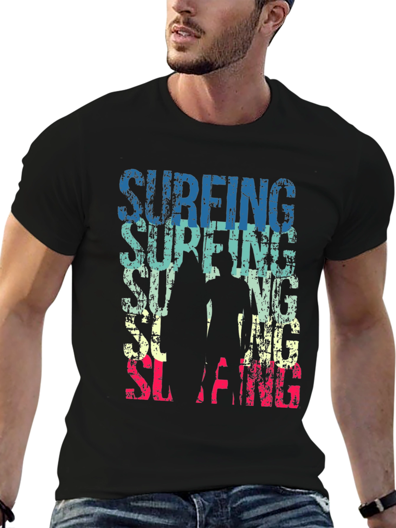 Surfing Graphic Tee - Retro Style