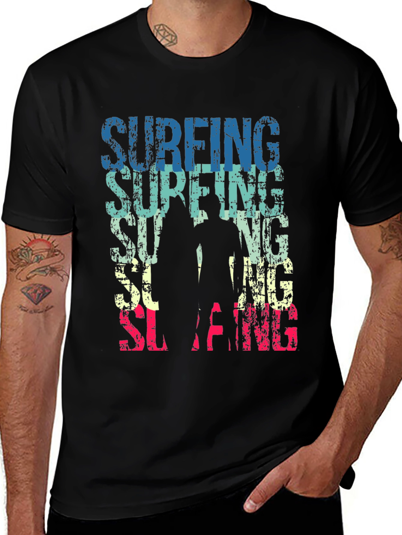 Surfing Graphic Tee - Retro Style