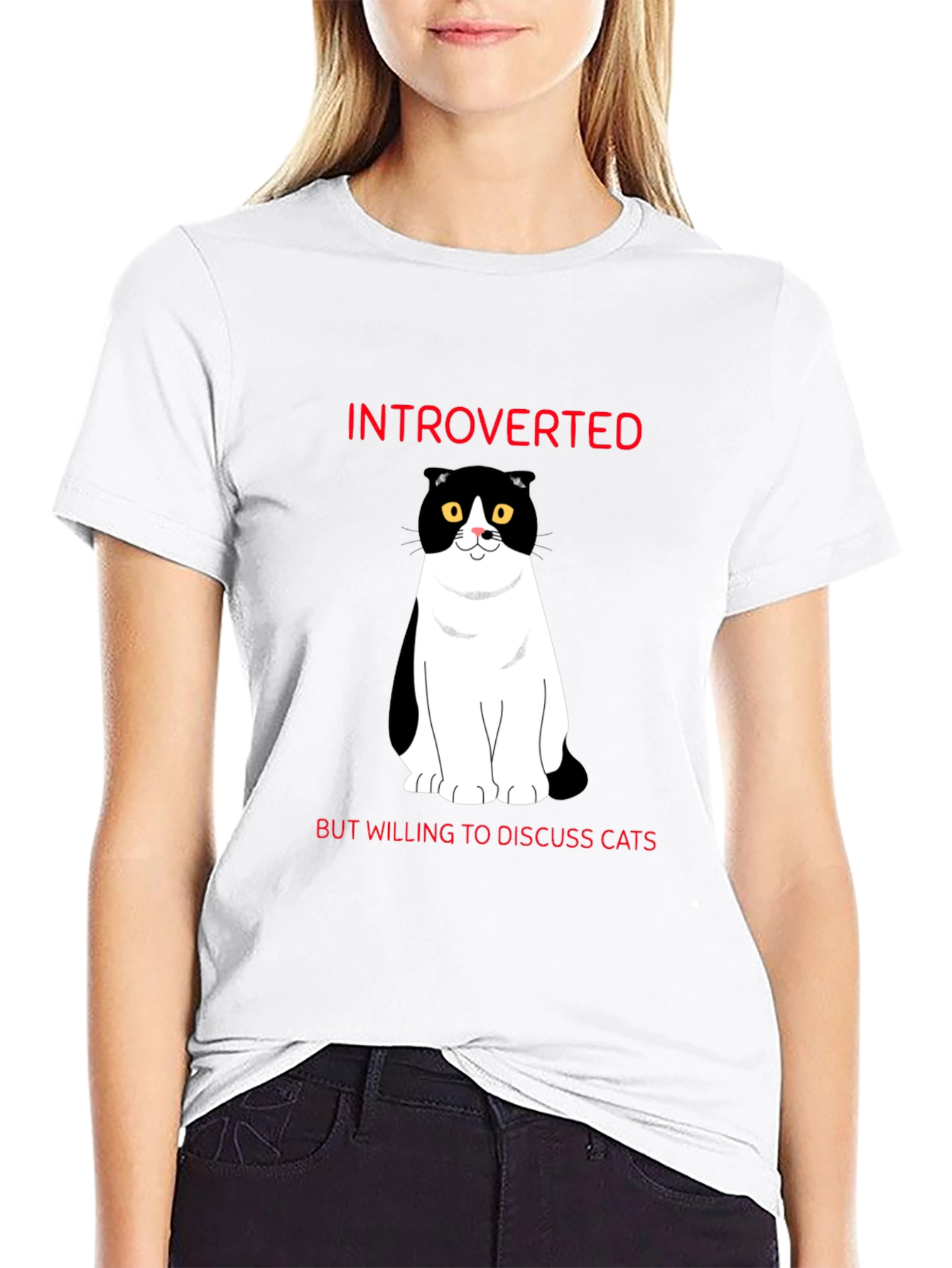 Introverted Cat Lover T-Shirt - Black
