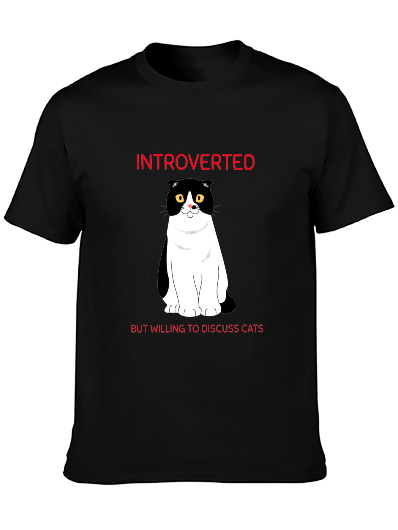 Introverted Cat Lover T-Shirt - Black