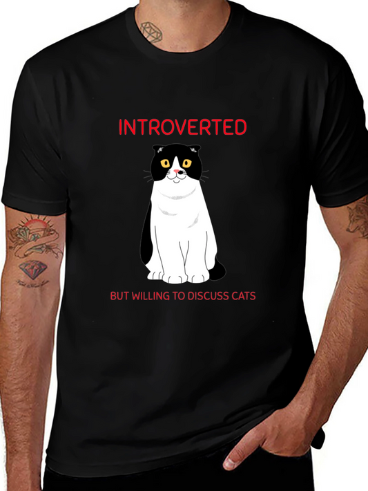 Introverted Cat Lover T-Shirt - Black
