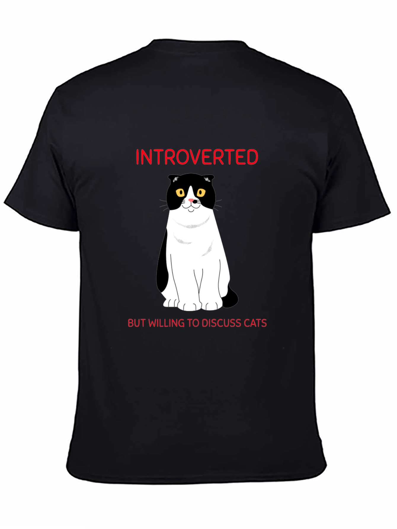 Introverted Cat Lover T-Shirt - Black
