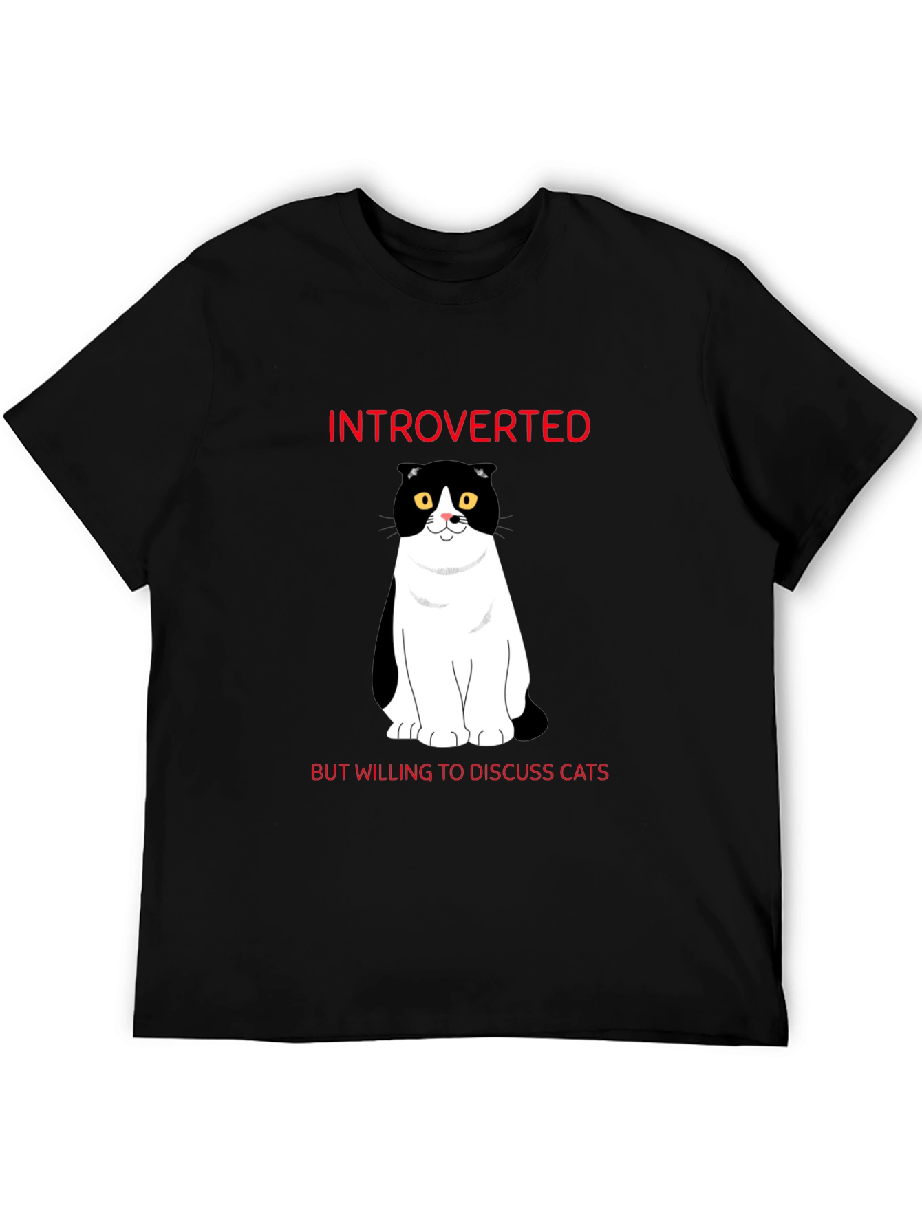 Introverted Cat Lover T-Shirt - Black