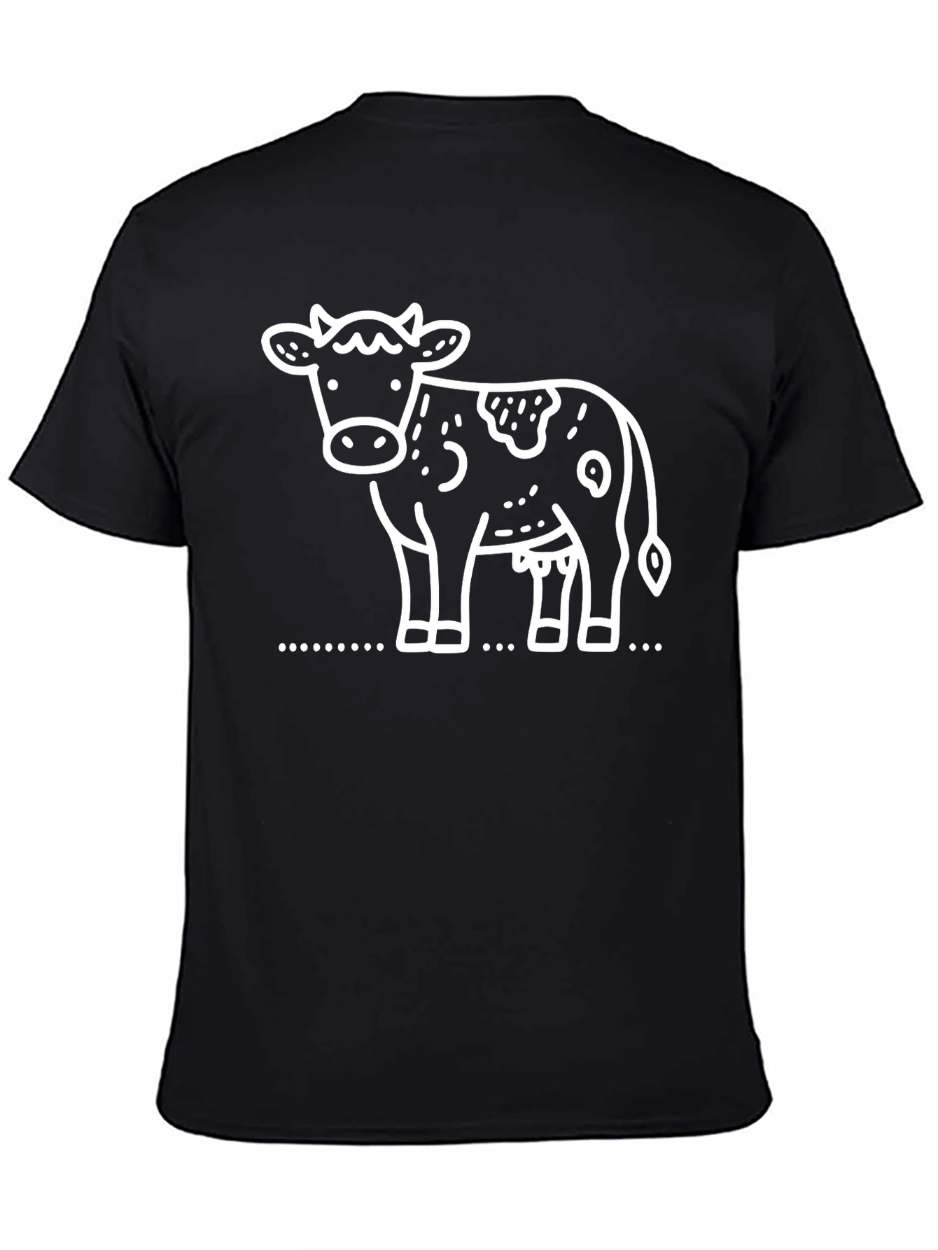 Cow Graphic Tee - Black Cotton T-Shirt