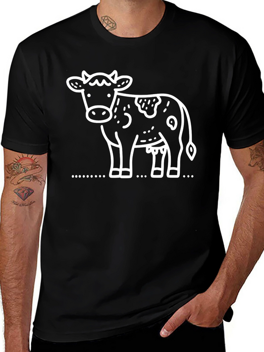 Cow Graphic Tee - Black Cotton T-Shirt