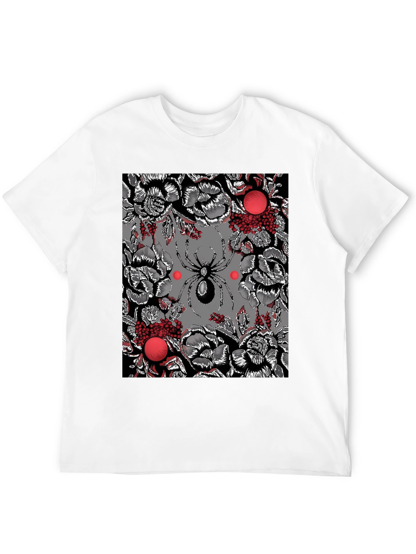 Floral Spider Graphic Black T-Shirt