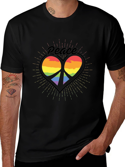 Peace Heart Rainbow T-Shirt - Black