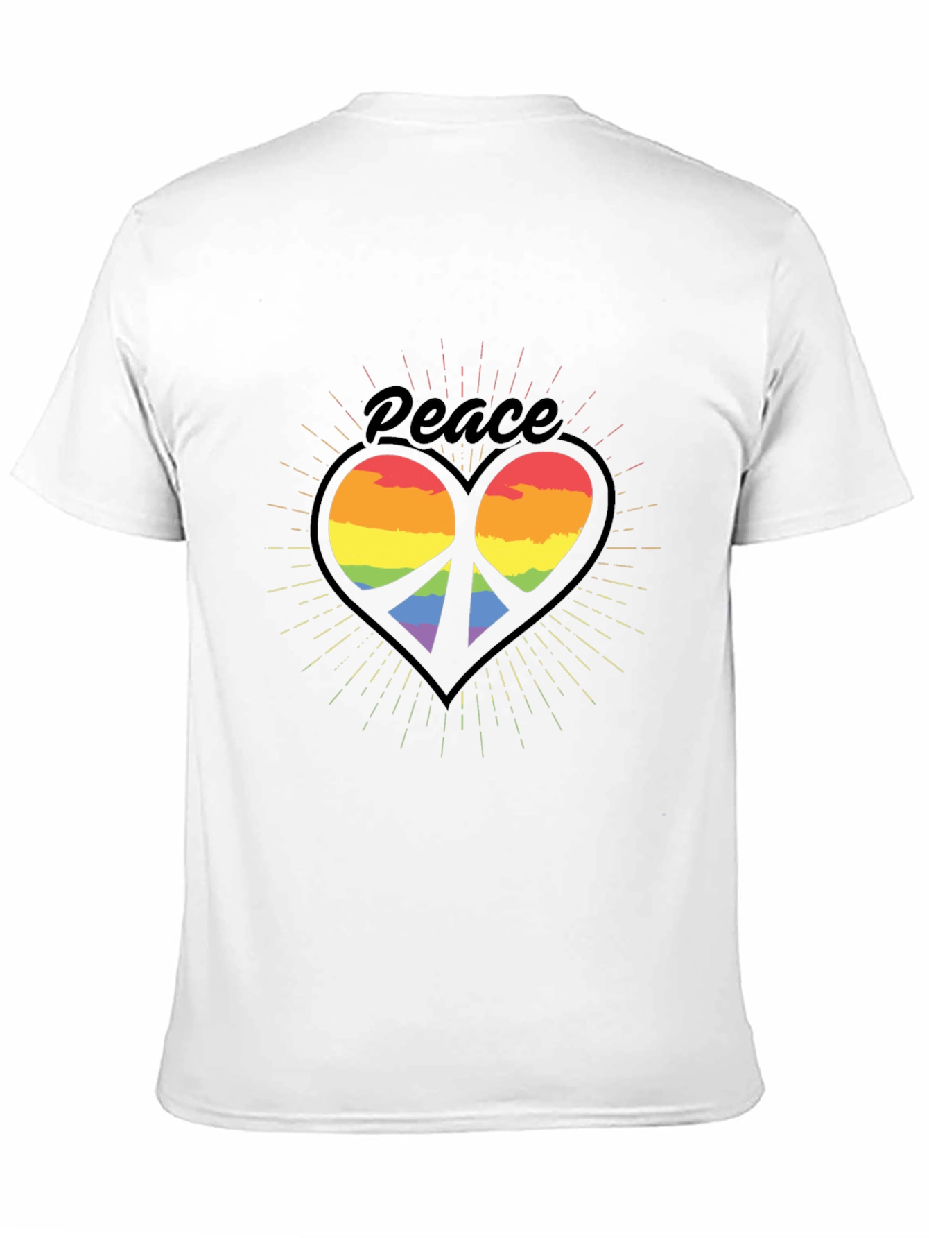 Peace Heart Rainbow T-Shirt - Black