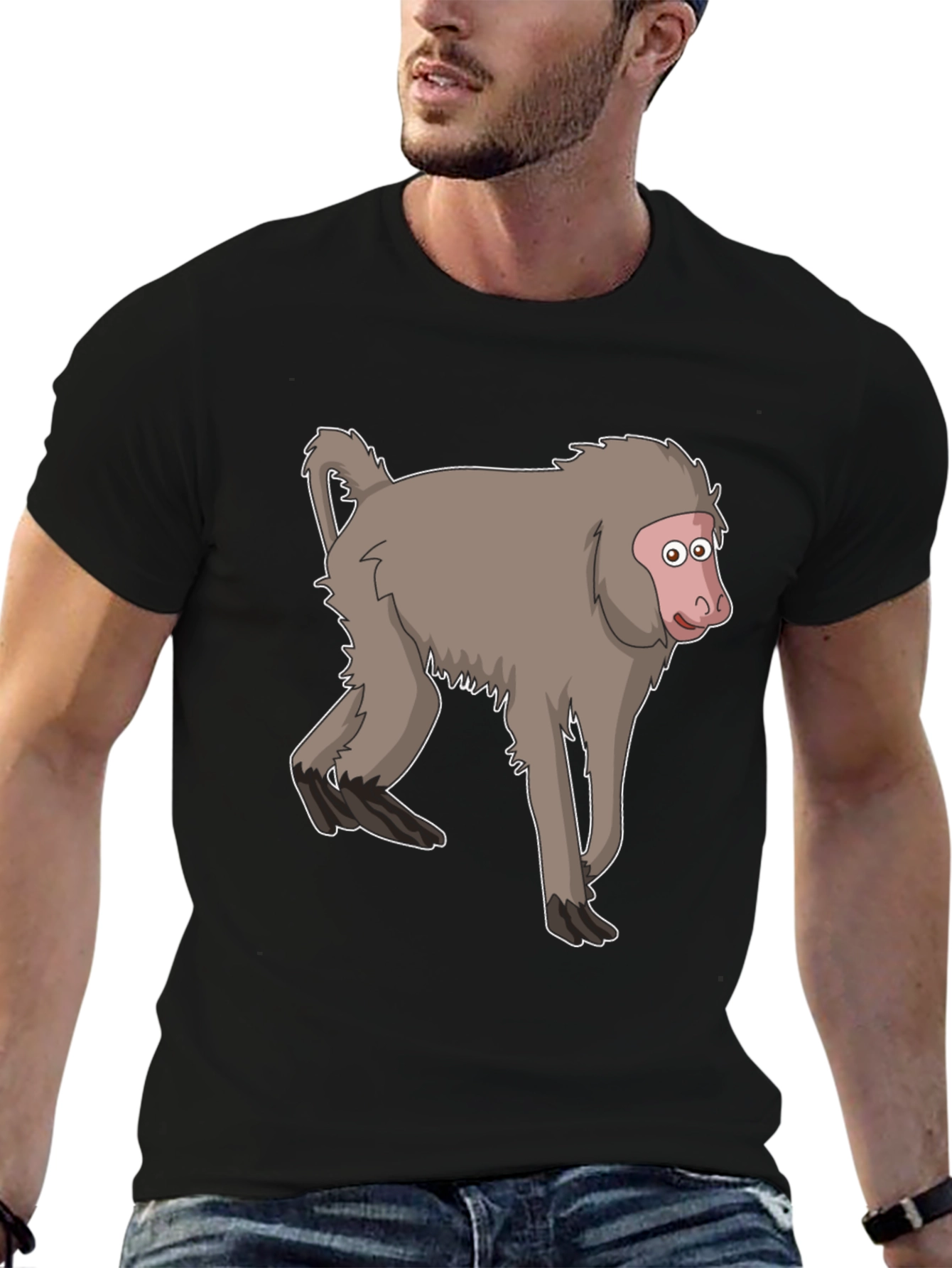 Monkey Cartoon T-Shirt - Unisex Black Tee