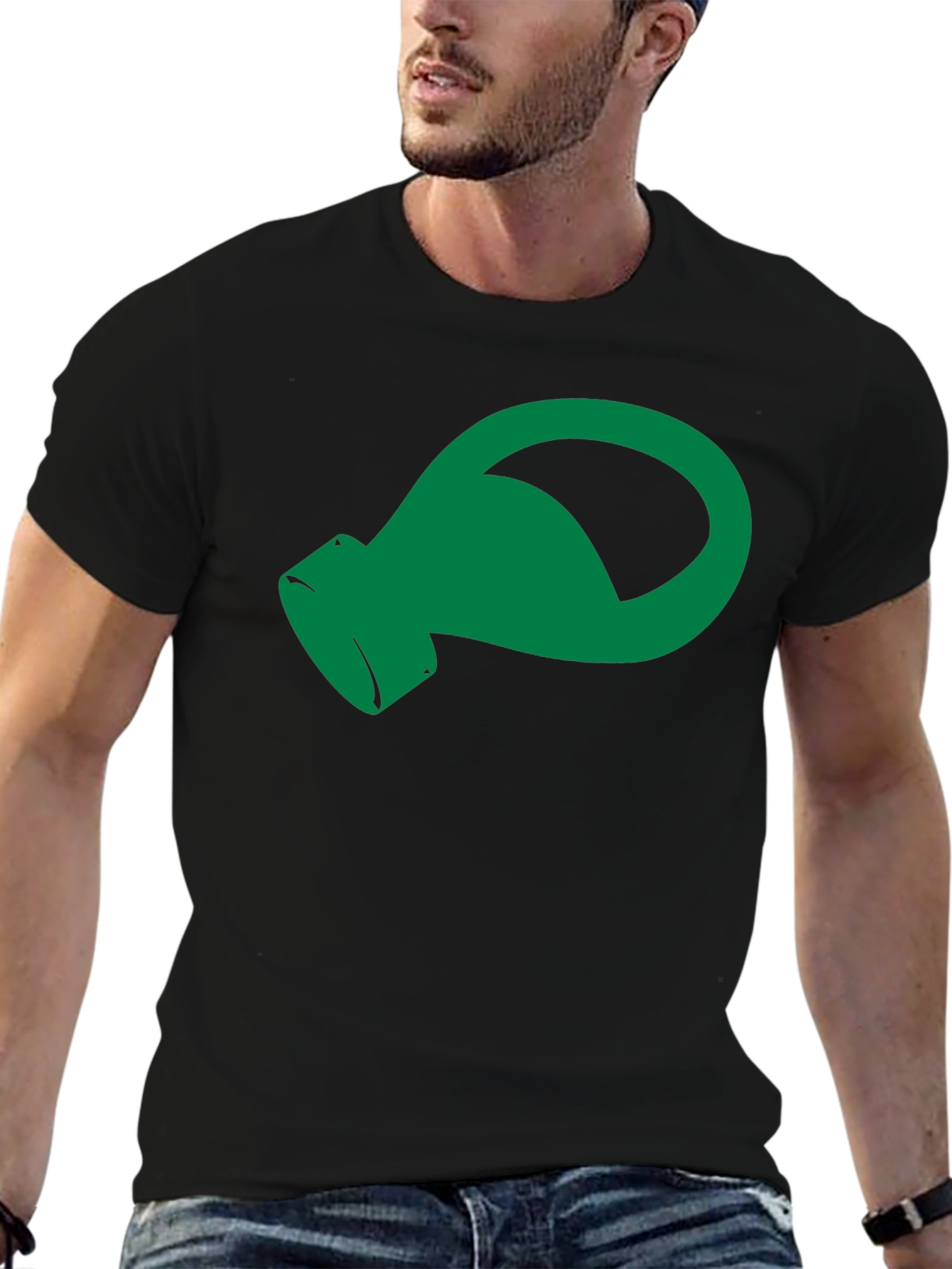 Green Genie Lamp Graphic Black T-Shirt