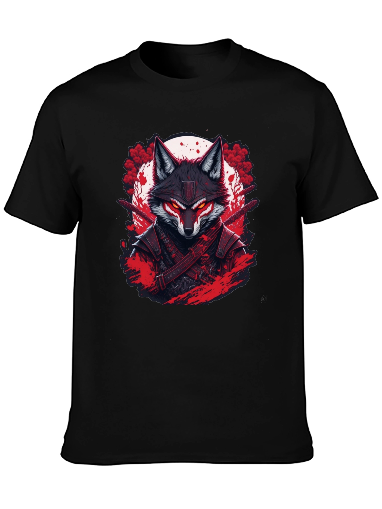 Samurai Fox Graphic Tee - Mens Black T-Shirt