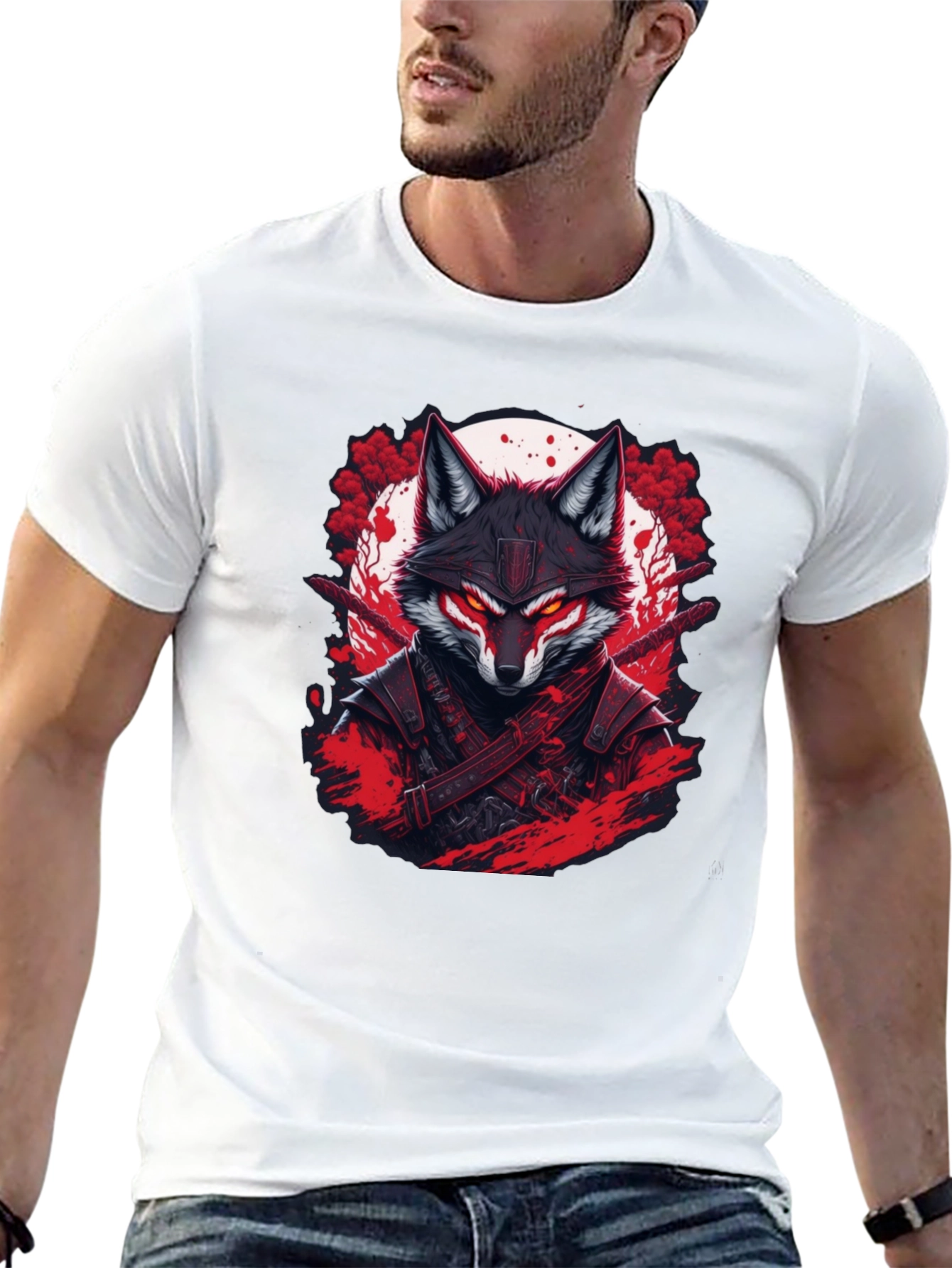 Samurai Fox Graphic Tee - Mens Black T-Shirt