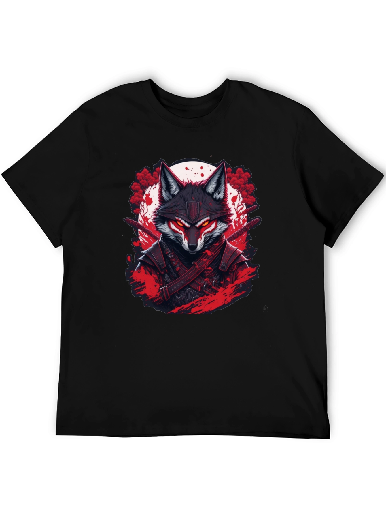 Samurai Fox Graphic Tee - Mens Black T-Shirt