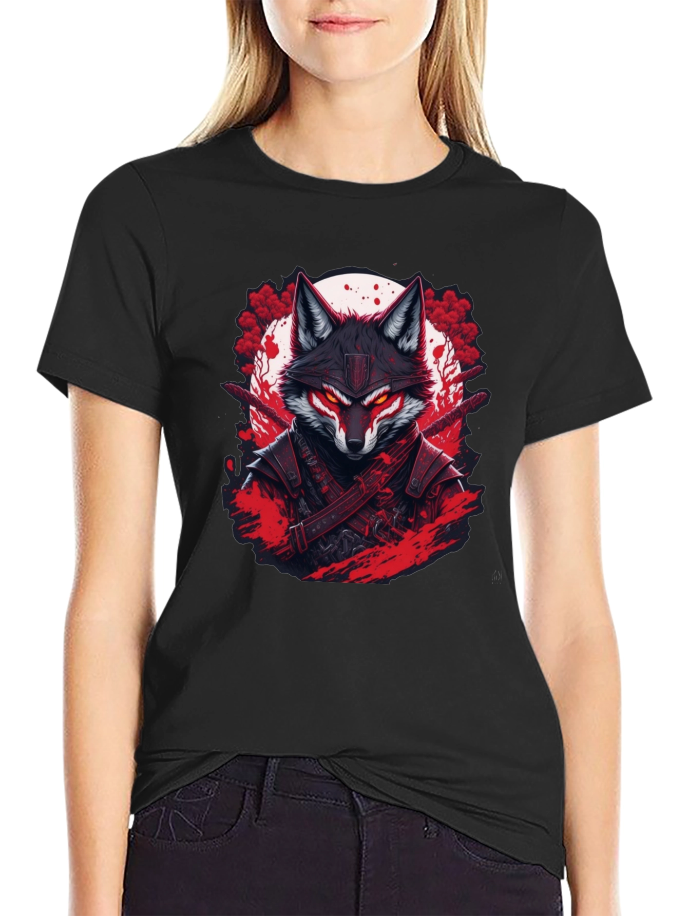 Samurai Fox Graphic Tee - Mens Black T-Shirt