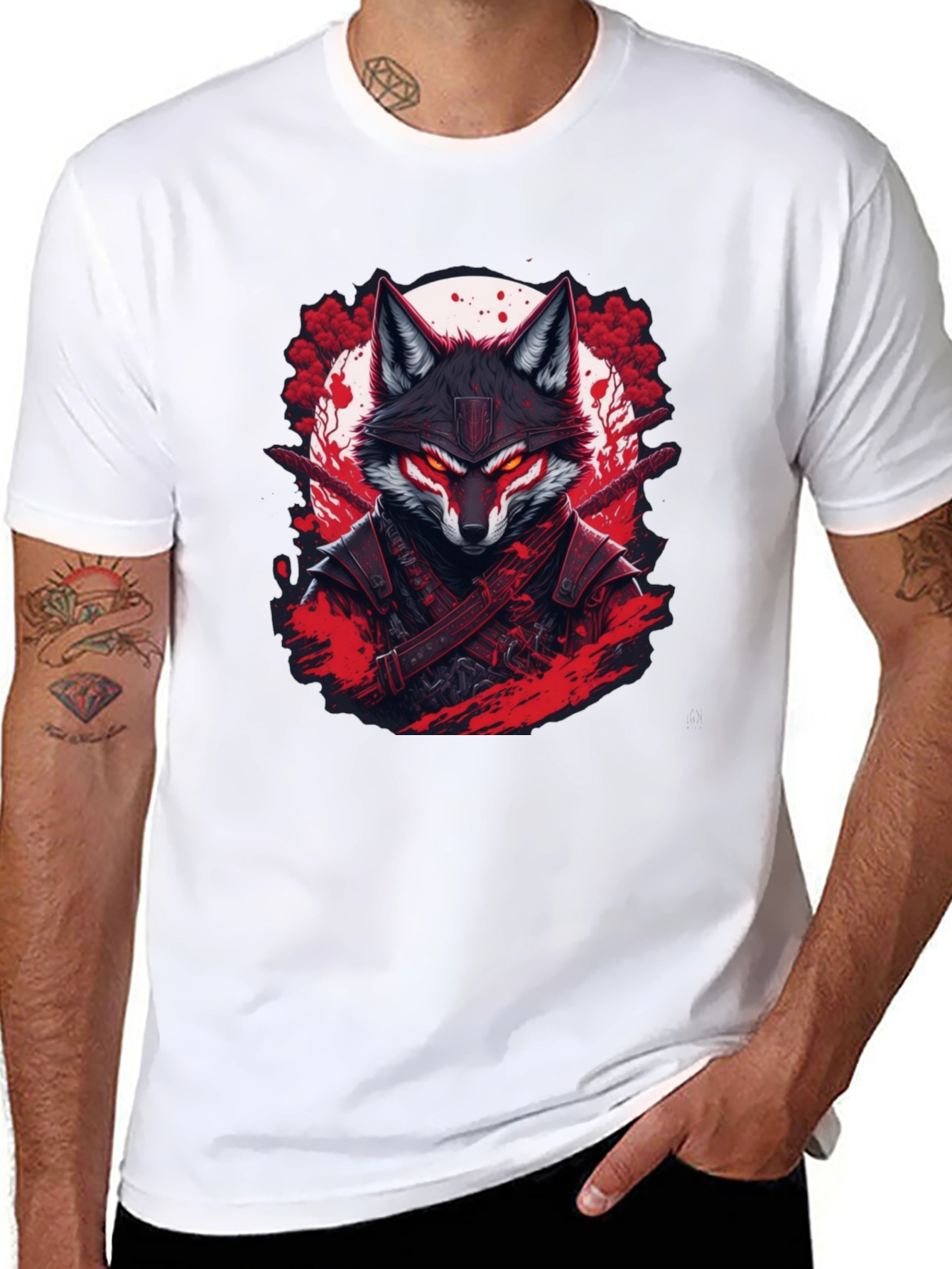 Samurai Fox Graphic Tee - Mens Black T-Shirt