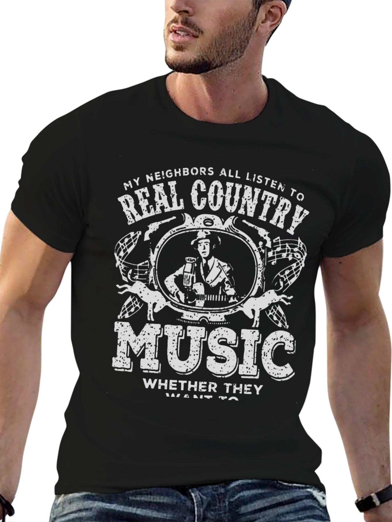 Real Country Music Black T-Shirt