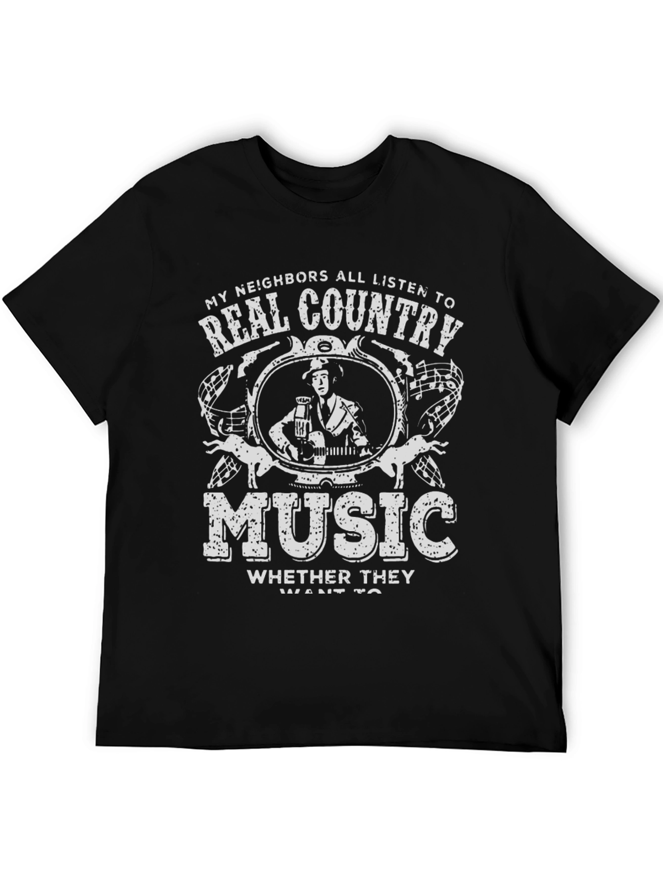 Real Country Music Black T-Shirt