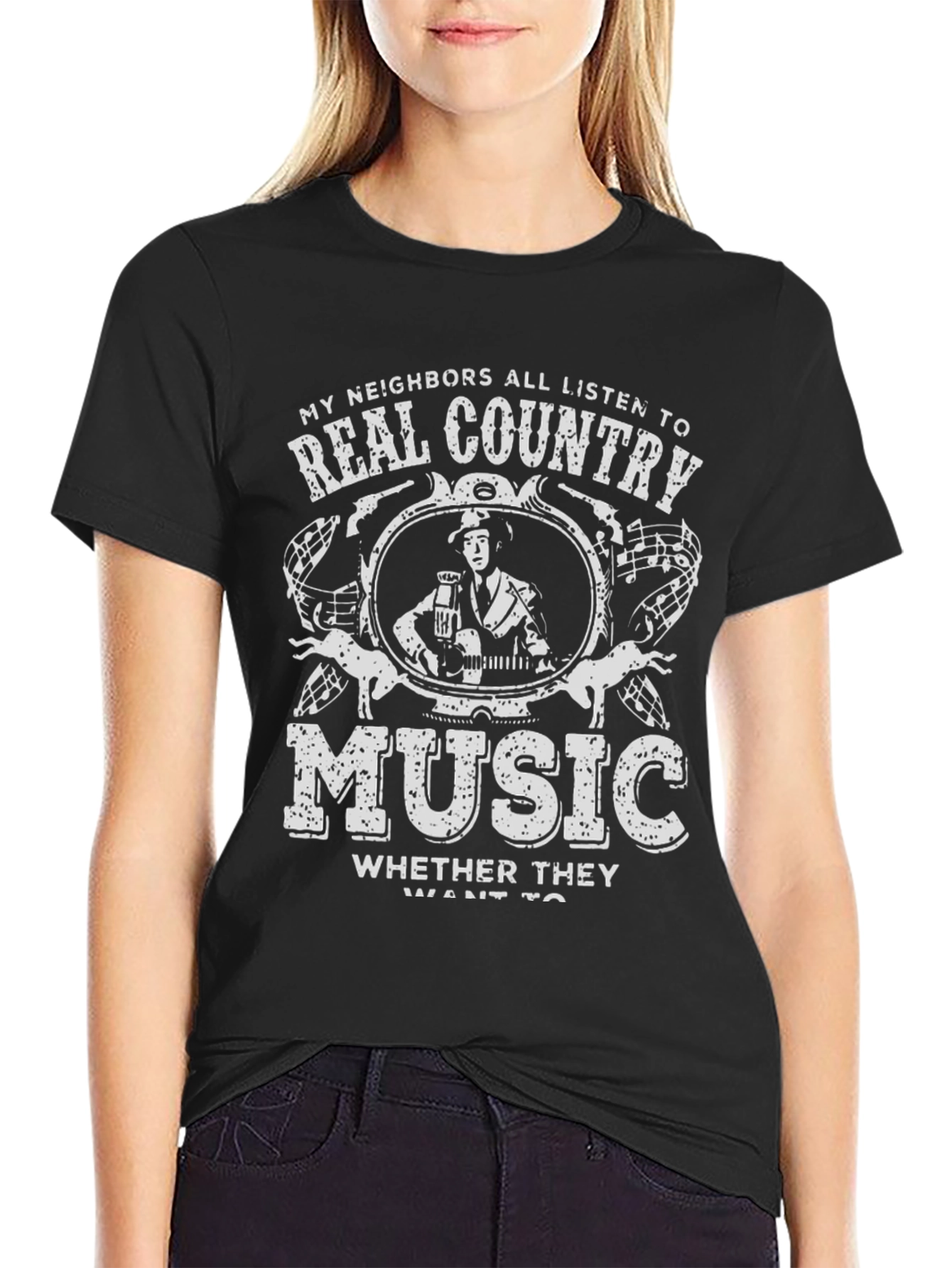 Real Country Music Black T-Shirt