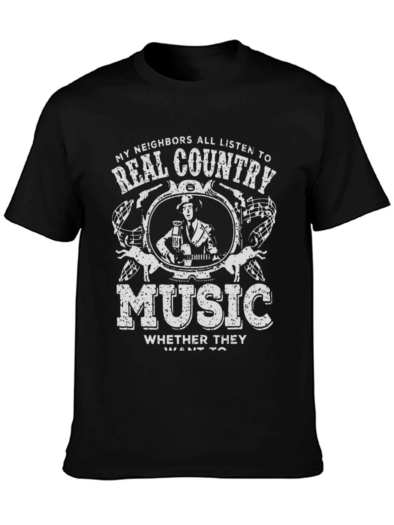 Real Country Music Black T-Shirt