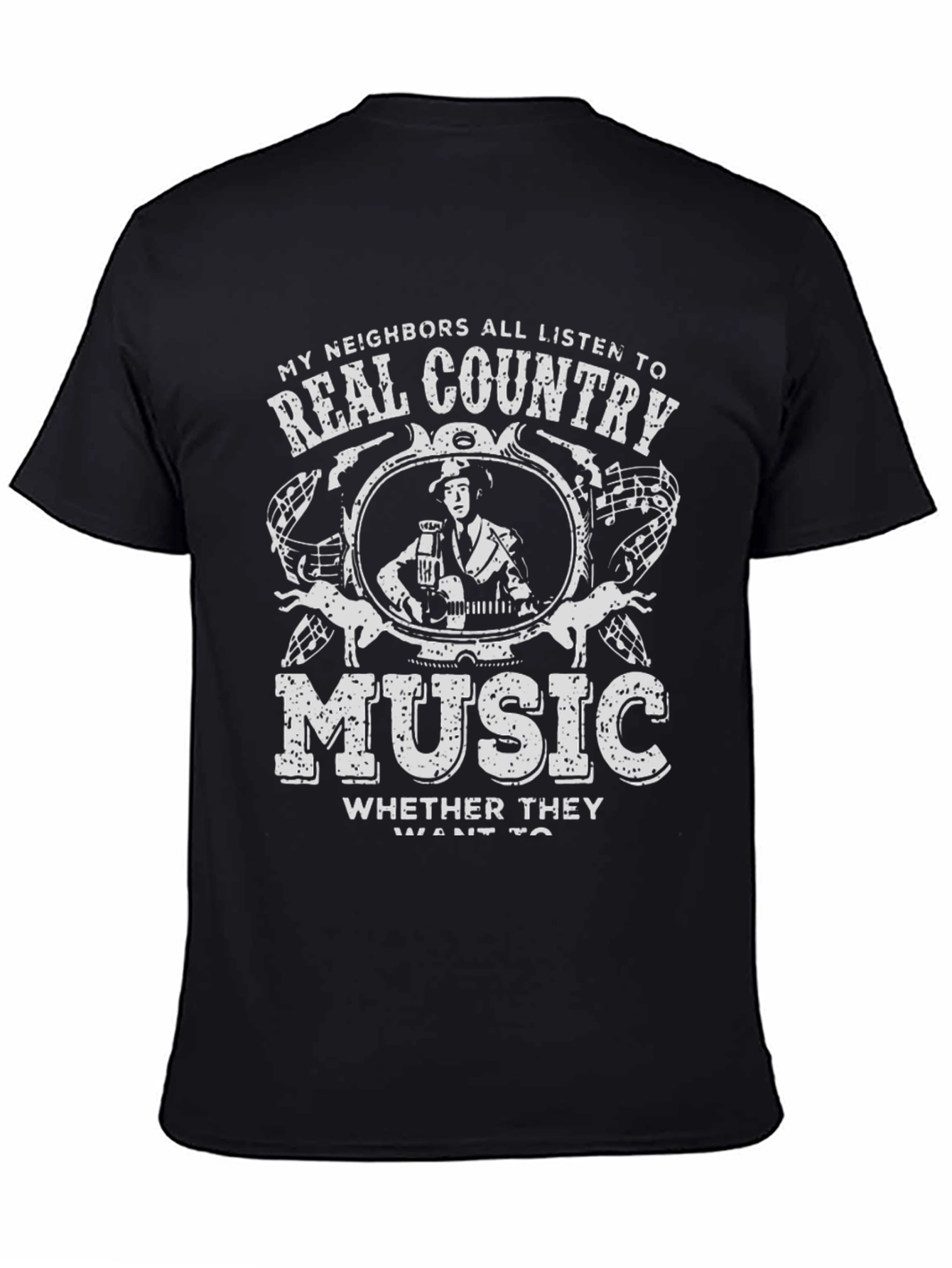 Real Country Music Black T-Shirt