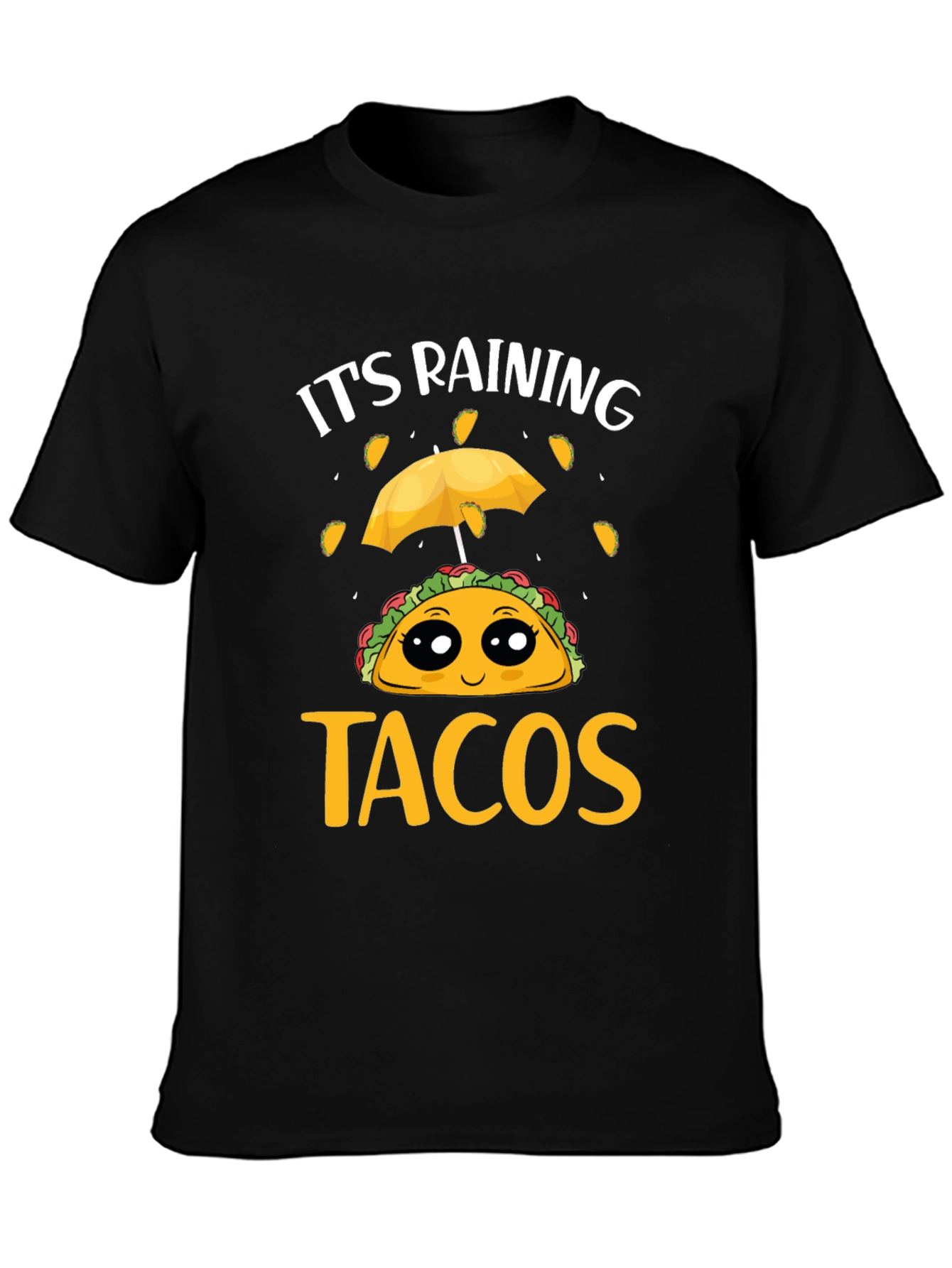 Its Raining Tacos Black T-Shirt Funny Foodie Tee