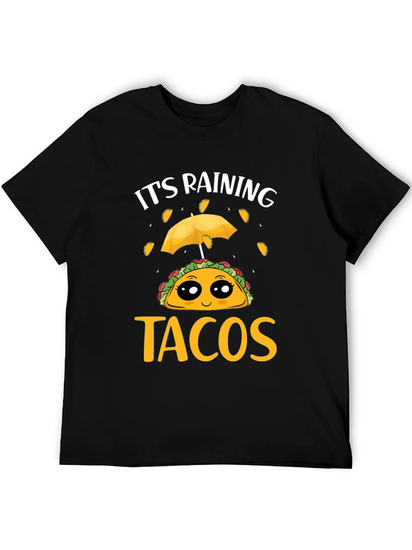 Its Raining Tacos Black T-Shirt Funny Foodie Tee
