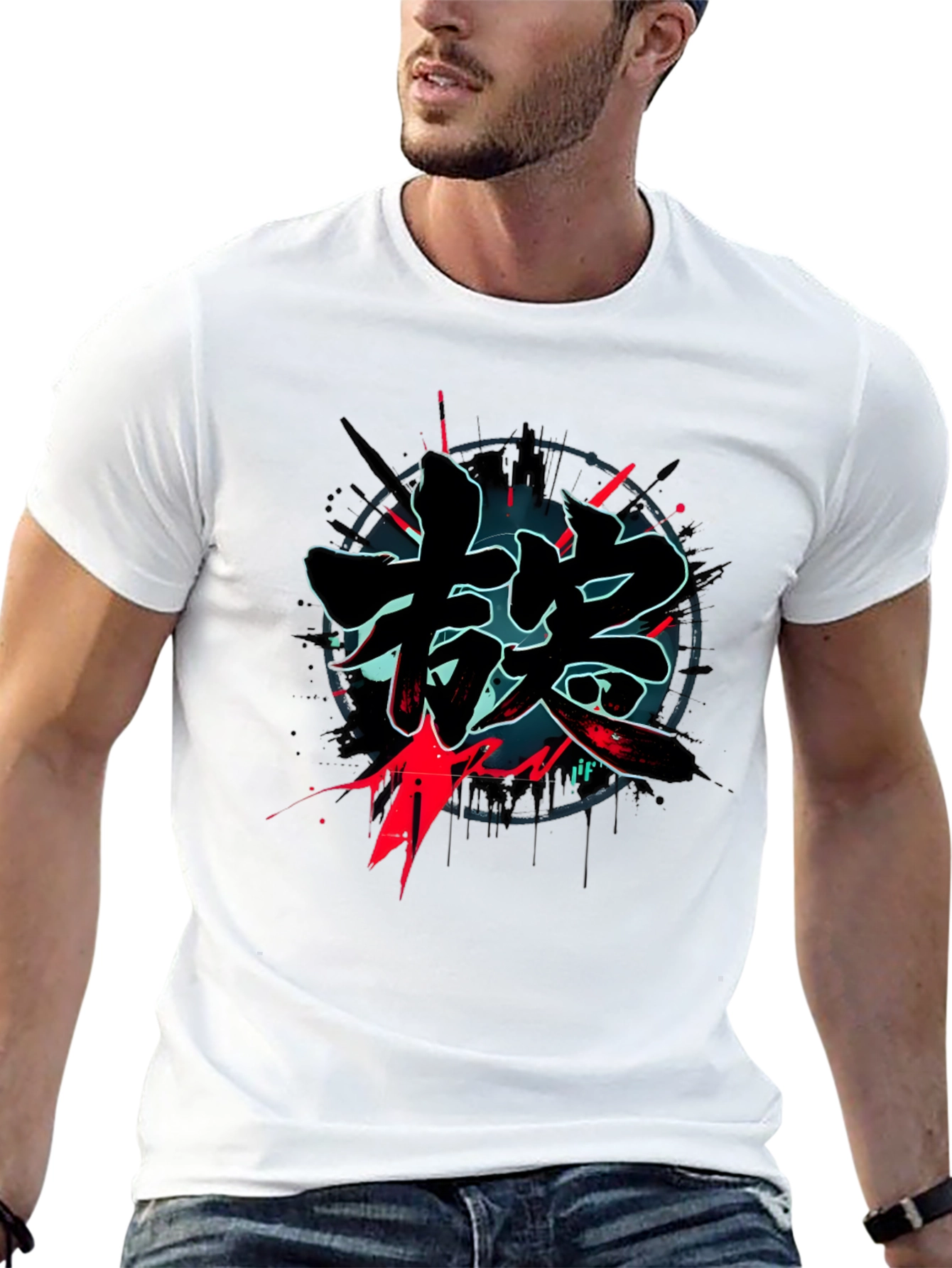 Kanji Graphic Print Black T-Shirt