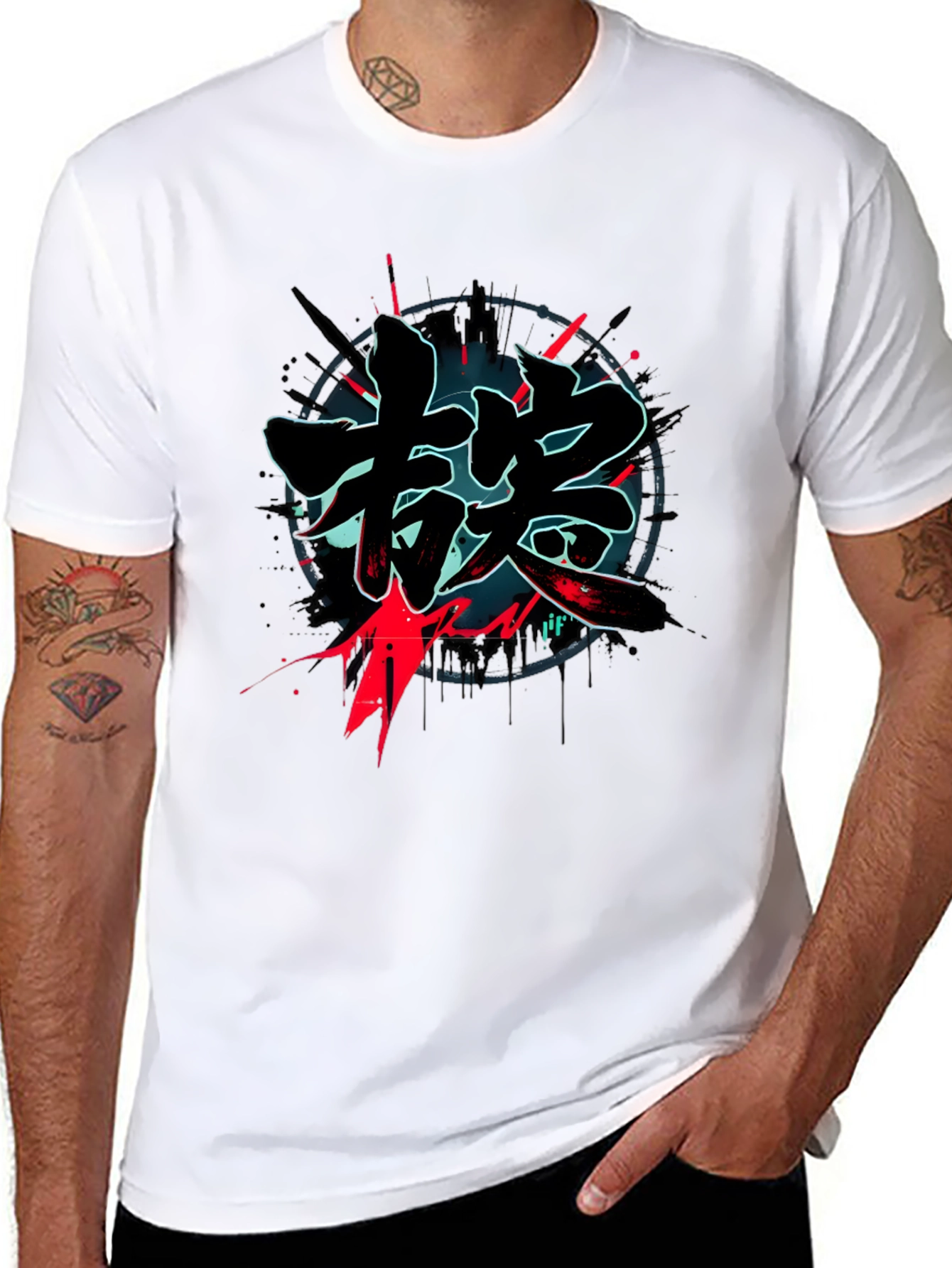 Kanji Graphic Print Black T-Shirt