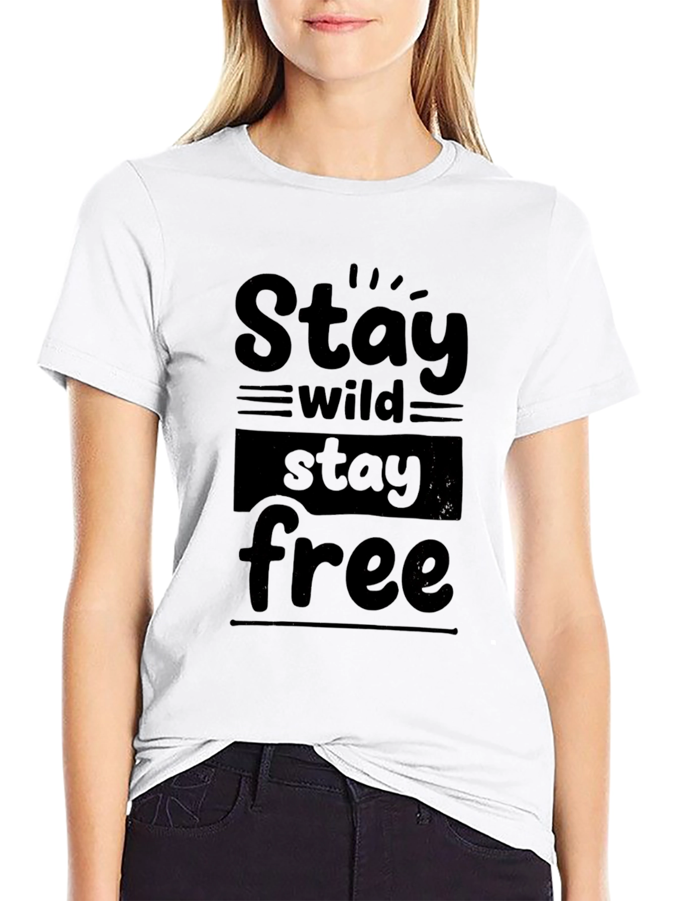 Stay Wild Stay Free Graphic Black T-Shirt