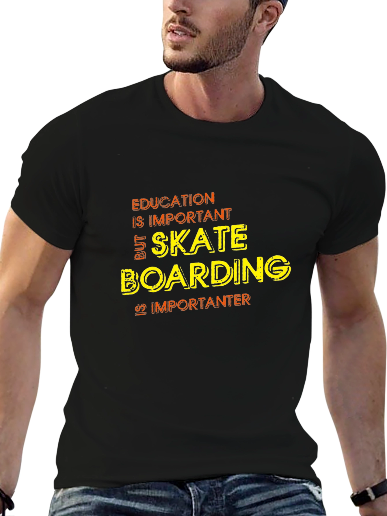 Skateboarding is Importanter T-Shirt - Black
