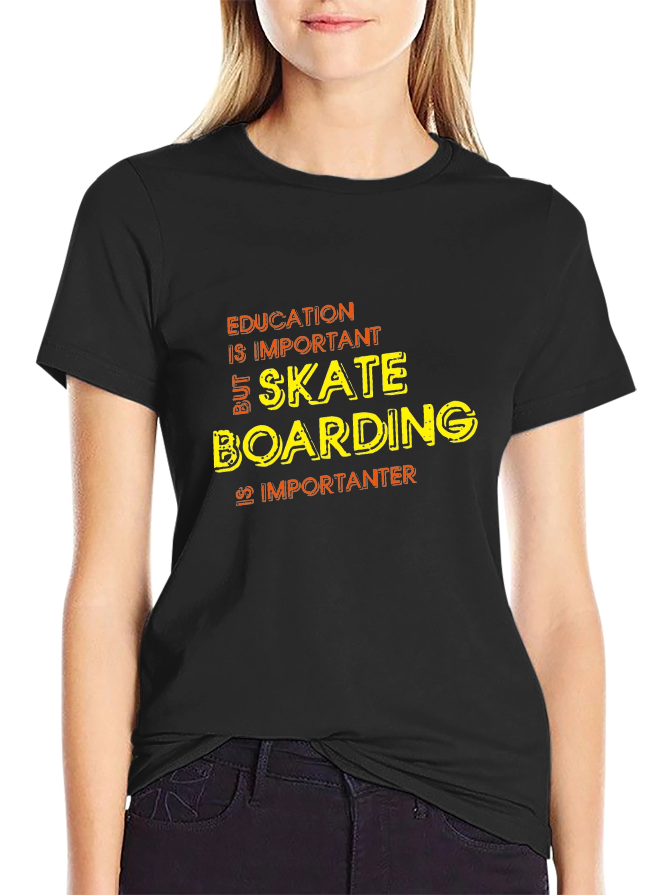 Skateboarding is Importanter T-Shirt - Black