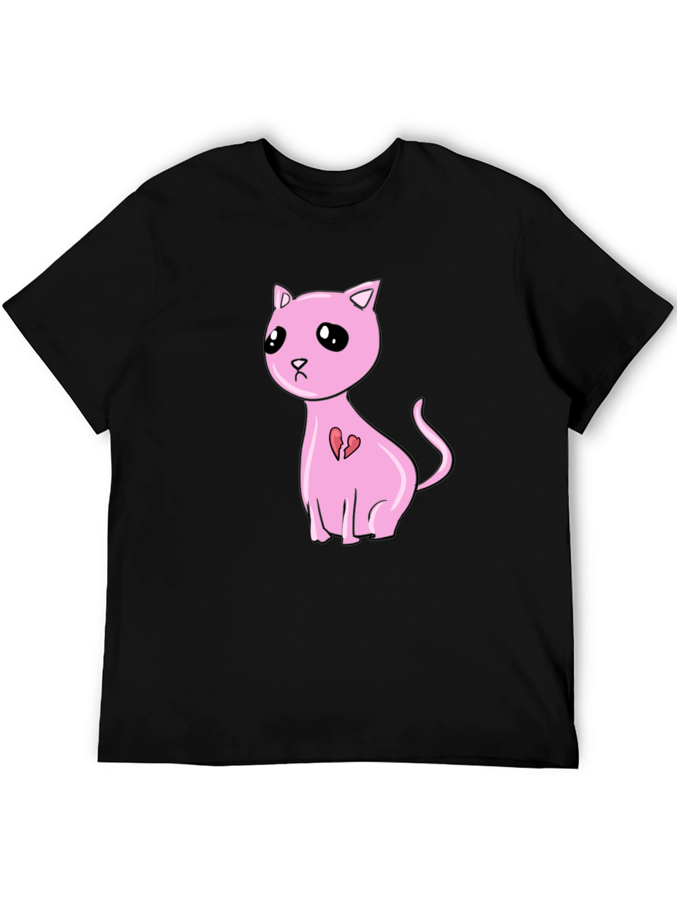 Pink Broken Heart Cat T-Shirt - Unisex Style