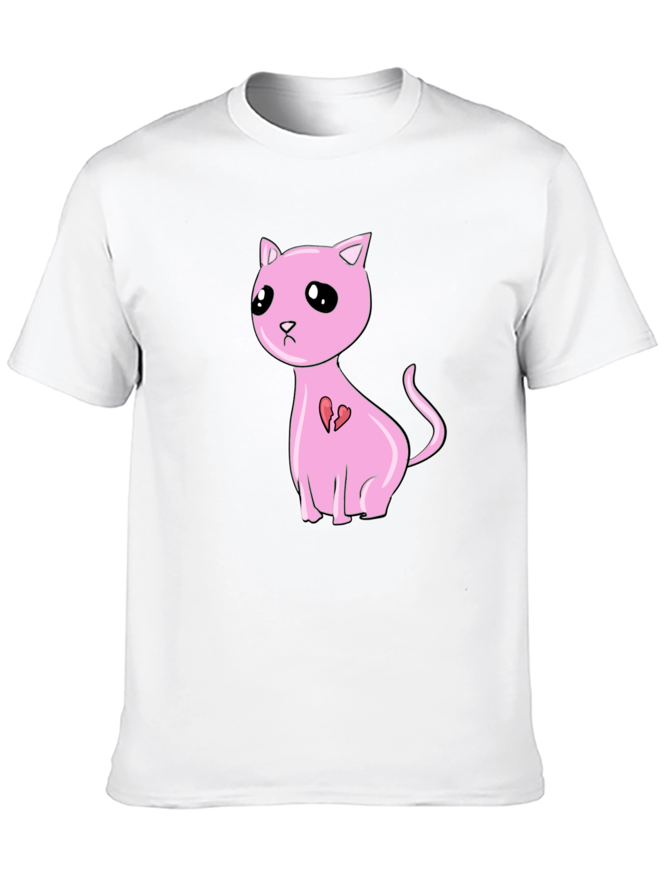 Pink Broken Heart Cat T-Shirt - Unisex Style