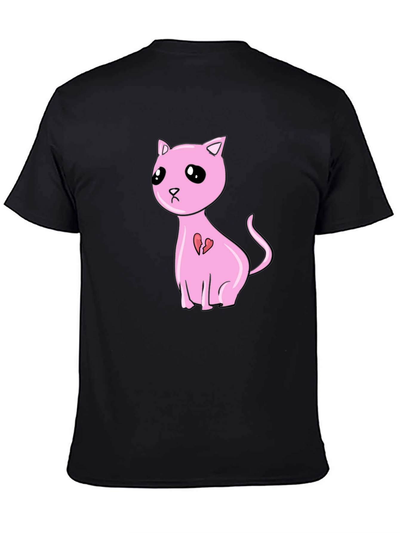 Pink Broken Heart Cat T-Shirt - Unisex Style